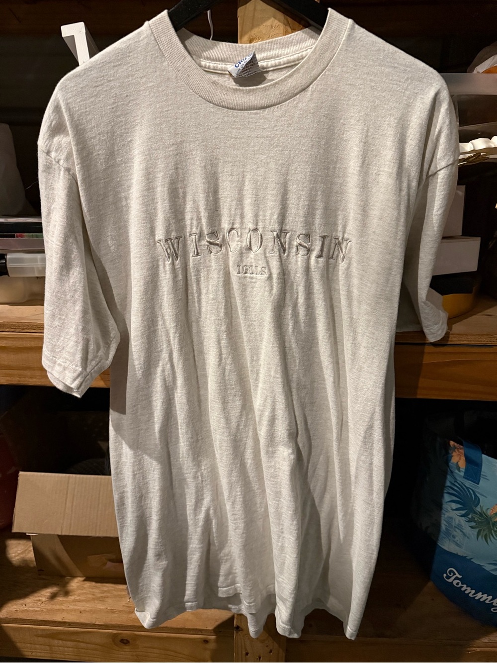 Wisconsin Embroidered Crewneck T‑Shirt - Light Beige